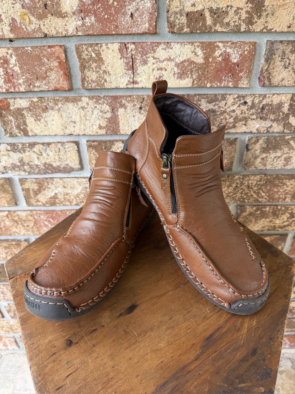 Men’s Handmade Faux Leather Ankle Chukka Boots Size 13.5